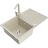 Mexen Bruno 1-bowl granite sink with drainer and Rita kitchen tap, beige - 6513-69-670300-69