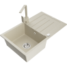 Mexen Bruno granite kitchen sink with 1-bowl, drainer, and kitchen faucet Rita, beige - 6513-69-670300-69