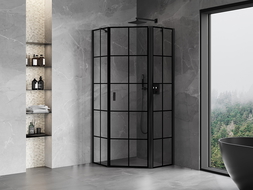 Mexen Mist pentagonal right shower cabin 80 x 80 cm, black grid, black - 8A8-080-080-70-77-P