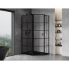 Mexen Mist asymmetric pentagonal left hinged shower enclosure 90 x 80 cm, black grid, black - 8A8-090-080-70-77-L