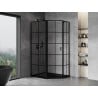 Mexen Mist asymmetrical pentagonal shower cabin with left hinged door 90 x 80 cm, black grid, black - 8A8-090-080-70-77-L