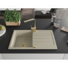 Mexen Bruno 1-bowl granite sink with drainer and kitchen faucet Rita, beige - 6513-69-670300-50