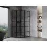 Mexen Mist asymmetrical pentagonal shower cabin with hinged door, left 80 x 100 cm, black grid, black - 8A8-080-100-70-77-L