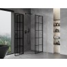 Mexen Mist asymmetrical pentagonal shower cabin with hinged door, left 80 x 100 cm, black grid, black - 8A8-080-100-70-77-L