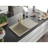 Mexen Bruno 1-bowl granite sink with drainer and kitchen faucet Rita, beige - 6513-69-670300-50