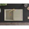 Mexen Bruno 1-bowl granite sink with drainer and kitchen faucet Rita, beige - 6513-69-670300-50