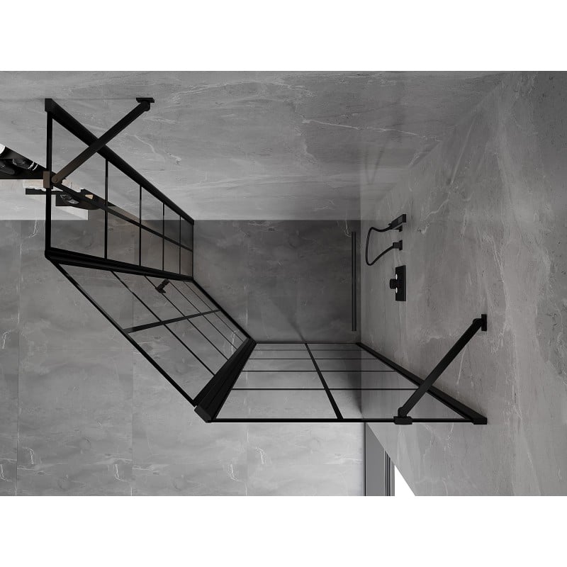 Mexen Mist asymmetrical pentagonal shower cabin, right hinged 100 x 90 cm, black grid, black - 8A8-100-090-70-77-P