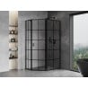 Mexen Mist asymmetrical pentagonal shower cabin, right hinged 100 x 90 cm, black grid, black - 8A8-100-090-70-77-P