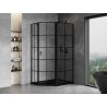 Mexen Mist pentagonal asymmetrical right-hinged shower enclosure 100 x 90 cm, black grid, black - 8A8-100-090-70-77-P