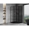 Mexen Mist asymmetrical pentagonal shower enclosure, right-hinged 80 x 100 cm, black grid, black - 8A8-080-100-70-77-P