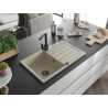 Mexen Bruno granite kitchen sink 1-bowl with drainer and kitchen faucet Rita, beige - 6513-69-670300-70