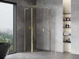 Mexen Mist L pentagon shower cabin with pivot 90 x 90 cm, transparent, gold - 8A8L-090-090-50-00