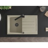 Mexen Bruno granite kitchen sink 1-bowl with drainer and kitchen faucet Rita, beige - 6513-69-670300-70