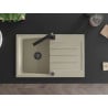 Mexen Bruno single-bowl granite sink with drainer and Rita kitchen tap, beige - 6513-69-670300-70