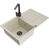 Mexen Bruno granite kitchen sink 1-bowl with drainer and kitchen faucet Rita, beige - 6513-69-670300-70