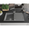 Mexen Bruno granite sink single-bowl with drainer and kitchen faucet Rita, gray - 6513-71-670300-00