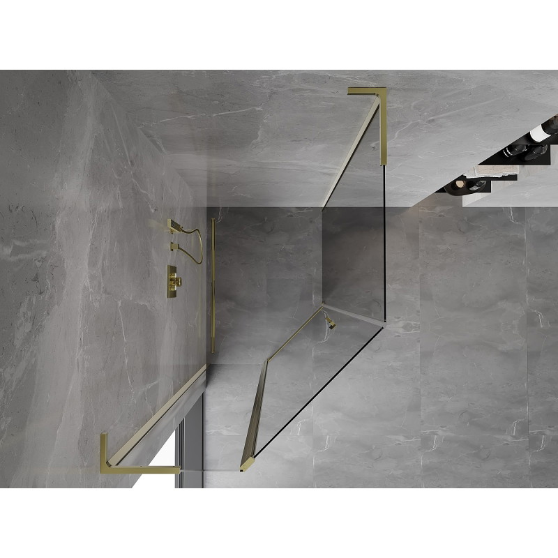 Mexen Mist L asymmetrical pentagonal shower enclosure with hinged door 80 x 90 cm, transparent, gold - 8A8L-080-090-50-00