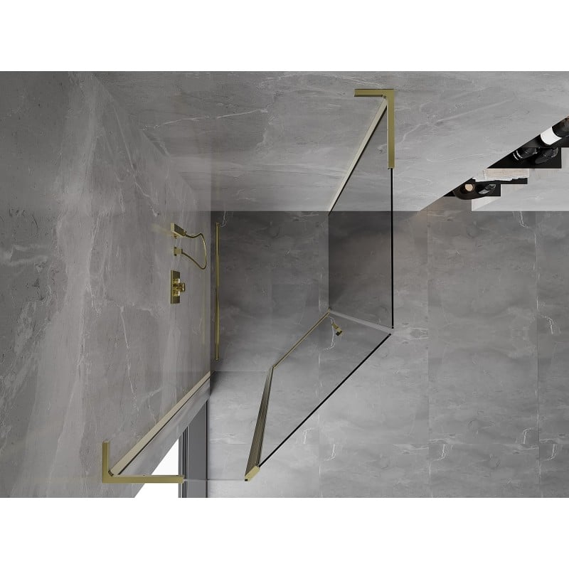 Mexen Mist L asymmetrical pentagonal shower enclosure 80 x 100 cm, transparent, gold - 8A8L-080-100-50-00