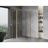 Mexen Mist L Pentagonal Asymmetric Hinged Shower Enclosure 80x90 cm, Transparent, Brushed Gold - 8A8L-080-090-55-00