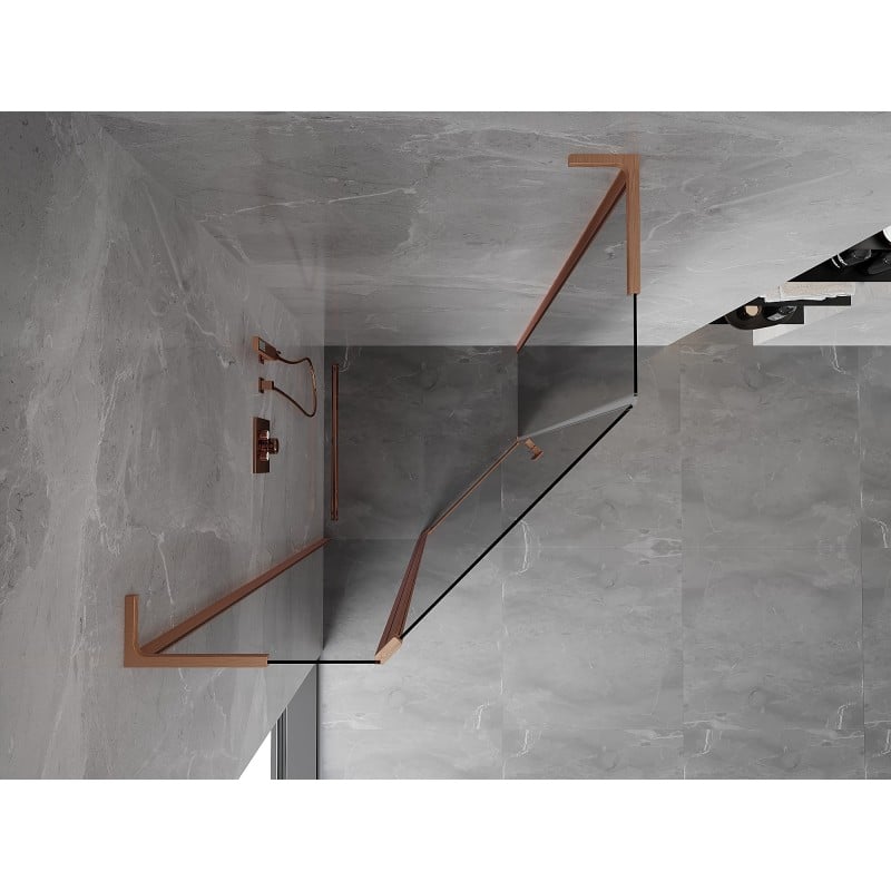 Mexen Mist L pentagonal shower enclosure with hinged door 80 x 80 cm, transparent, brushed copper - 8A8L-080-080-65-00