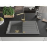 Mexen Bruno granite kitchen sink 1-bowl with drainer and kitchen faucet Rita, gray - 6513-71-670300-50