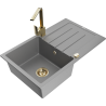 Mexen Bruno granite kitchen sink 1-compartment with drainer and kitchen faucet Rita, gray - 6513-71-670300-50