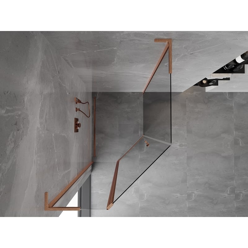 Mexen Mist L asymmetrical pentagonal shower cabin with swing doors 90x100 cm, transparent, brushed copper - 8A8L-090-100-65-00