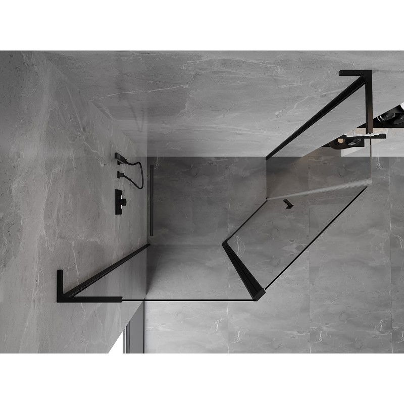 Mexen Mist L asymmetrical pentagonal shower enclosure 100 x 80 cm, transparent, black - 8A8L-100-080-70-00