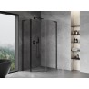 Mexen Mist L asymmetric pentagonal hinged shower enclosure 80 x 90 cm, transparent, black - 8A8L-080-090-70-00