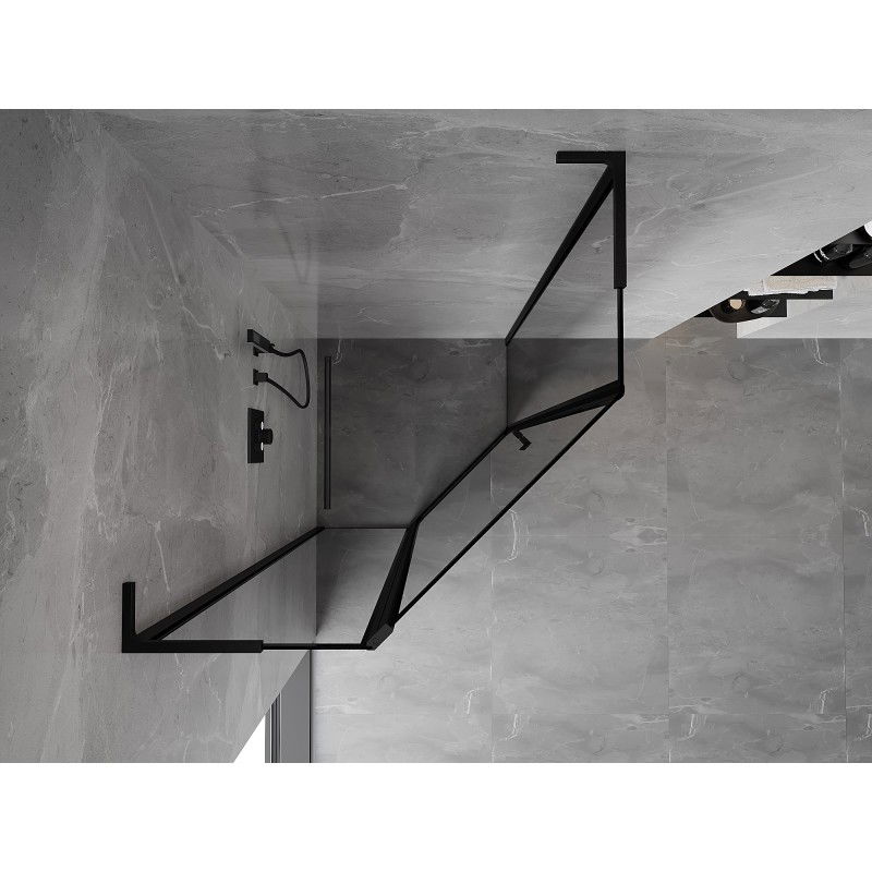 Mexen Mist L pentagon shower enclosure hinged left 100 x 100 cm, black frame, black - 8A8L-100-100-70-70-L