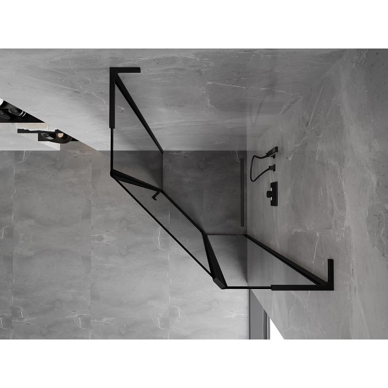 Mexen Mist L shower enclosure pentagonal right hinged 80 x 80 cm, black frame, black - 8A8L-080-080-70-70-P