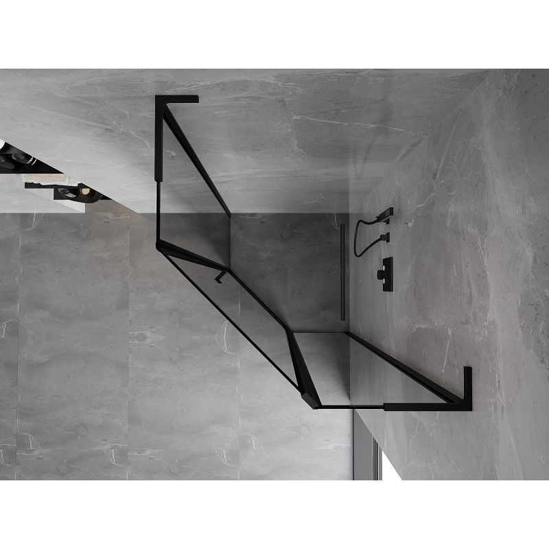 Mexen Mist L pentagonal shower cabin right 100 x 100 cm, black frame, black - 8A8L-100-100-70-70-P