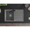 Mexen Bruno 1-bowl granite sink with drainer and Rita kitchen faucet, gray - 6513-71-670300-70