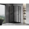 Mexen Mist L Asymmetrical Pentagonal Shower Enclosure Left Swing 100 x 90 cm, Black Frame, Black - 8A8L-100-090-70-70-L