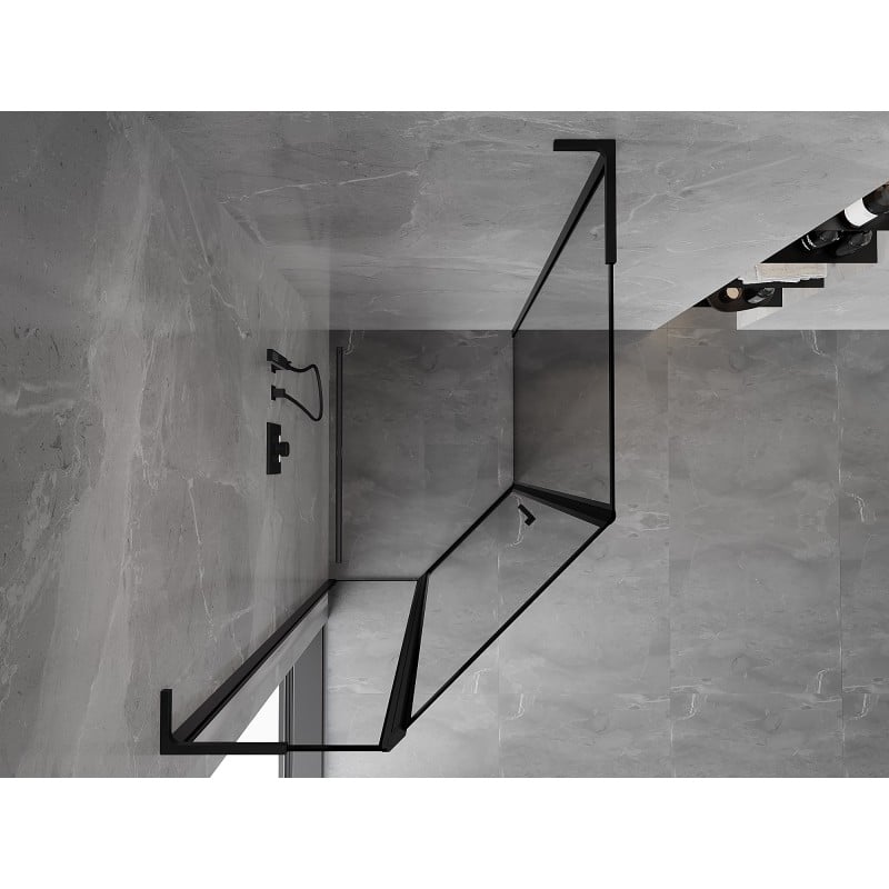 Mexen Mist L asymmetrical pentagonal shower enclosure, left hinge 90 x 100 cm, black frame, black - 8A8L-090-100-70-70-L
