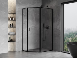 Mexen Mist L asymmetrical pentagonal shower enclosure, right-handed, 100 x 80 cm, black frame, black - 8A8L-100-080-70-70-P