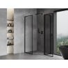 Mexen Mist L pentagonal asymmetrical right-hinged shower cabin 80 x 90 cm, black frame, black - 8A8L-080-090-70-70-P