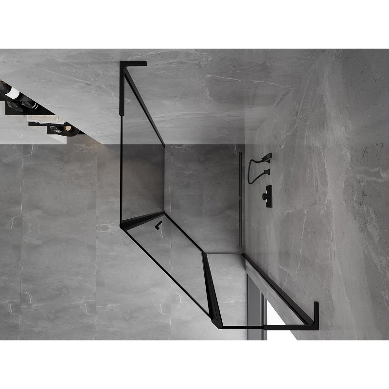 Mexen Mist L asymmetrical pentagonal shower cabin, right-hinged, 90 x 100 cm, black frame, black - 8A8L-090-100-70-70-P