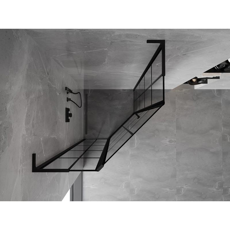 Mexen Mist L pentagonal left hinged shower cabin 80 x 80 cm, black grid, black - 8A8L-080-080-70-77-L