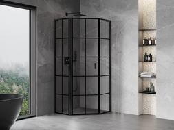 Mexen Mist L pentagonal left hinged shower cabin 80 x 80 cm, black grid, black - 8A8L-080-080-70-77-L