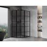 Mexen Mist L asymmetrical pentagonal shower enclosure, left hinged, 80 x 90 cm, black grid, black - 8A8L-080-090-70-77-L