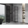 Mexen Mist L asymmetrical pentagonal shower enclosure, left hinged, 80 x 90 cm, black grid, black - 8A8L-080-090-70-77-L