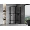 Mexen Mist L asymmetrical pentagonal shower cabin right swing 90 x 80 cm, black grid, black - 8A8L-090-080-70-77-P