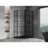 Mexen Mist L pentagonal asymmetrical right-hinged shower enclosure 100 x 80 cm, black grid, black - 8A8L-100-080-70-77-P