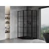 Mexen Mist L asymmetrical pentagonal shower enclosure right-hinged 80 x 100 cm, black grid, black - 8A8L-080-100-70-77-P