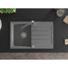 Mexen Bruno 1-bowl granite kitchen sink with drainer and Rita kitchen faucet, gray - 6513-71-670300-71