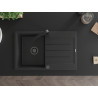 Mexen Bruno granite sink 1-bowl with drainer and kitchen faucet Rita, black/silver metallic - 6513-73-670300-70-B