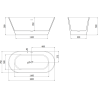 Mexen Flavia freestanding bathtub 160 x 75 cm, white/black, brushed gun gray overflow - 54031608075-66