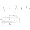 Mexen Dora freestanding bathtub 150 x 75 cm, white, black overflow - 52071507500-70