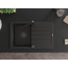 Mexen Bruno Granite Single-Bowl Sink with Drainer and Rita Kitchen Tap, Black/Gold Metallic - 6513-75-670300-70-B